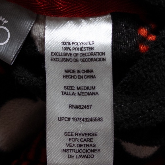 Disney 100 Mickey Mouse Buffalo Plaid Fleece Hooded Union Suit Pajamas Sz Medium - Picture 8 of 9